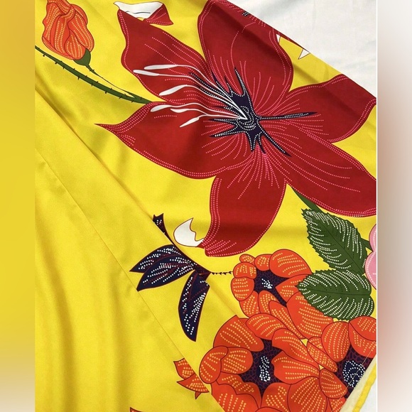 Yellow Boho Floral Print Women's Skirt - Picture 6 of 10